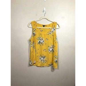 Torrid Womens Floral Tank Top 3 Yellow Lightweight Semi Sheer Cottagecore Career